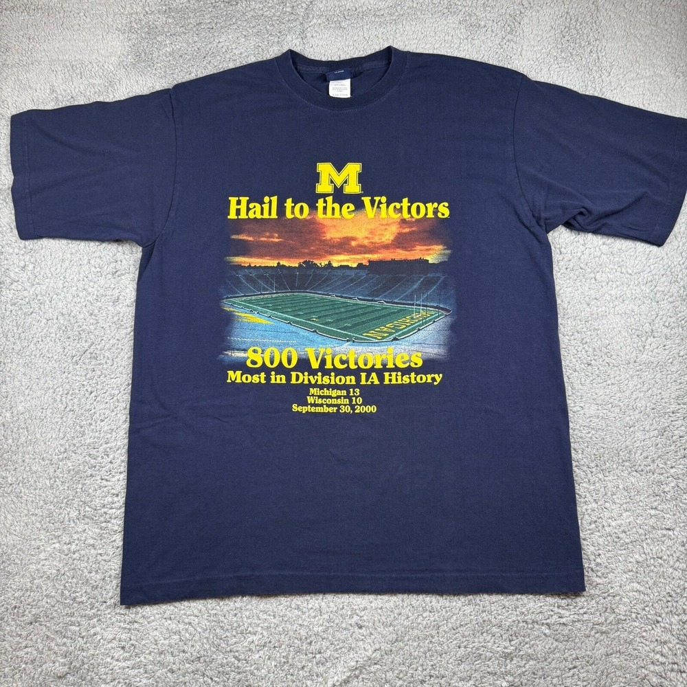 Vintage University Of Michigan 800 Victories MI vs WI Sep 2000 Y2K Shirt NCAA XL